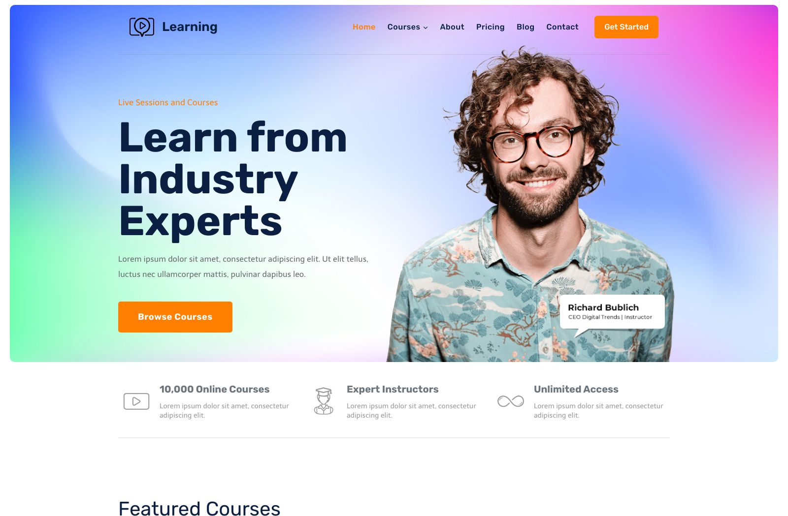 Preview of the Online Course template