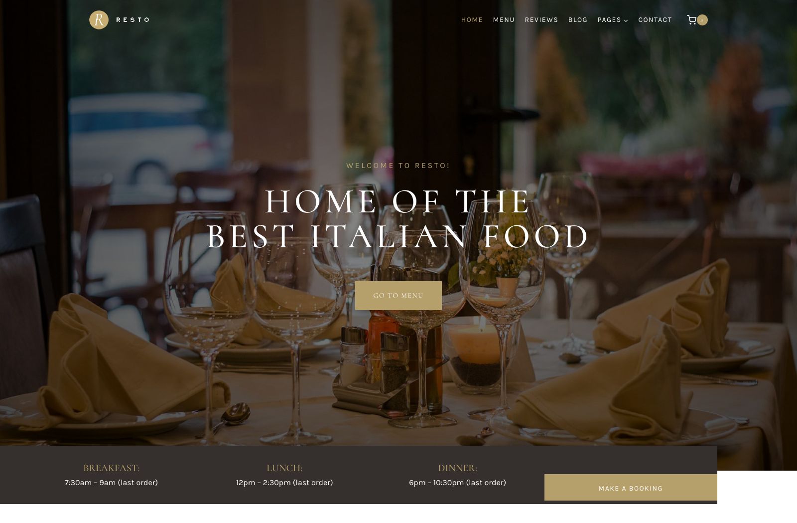 Preview of the Resto template