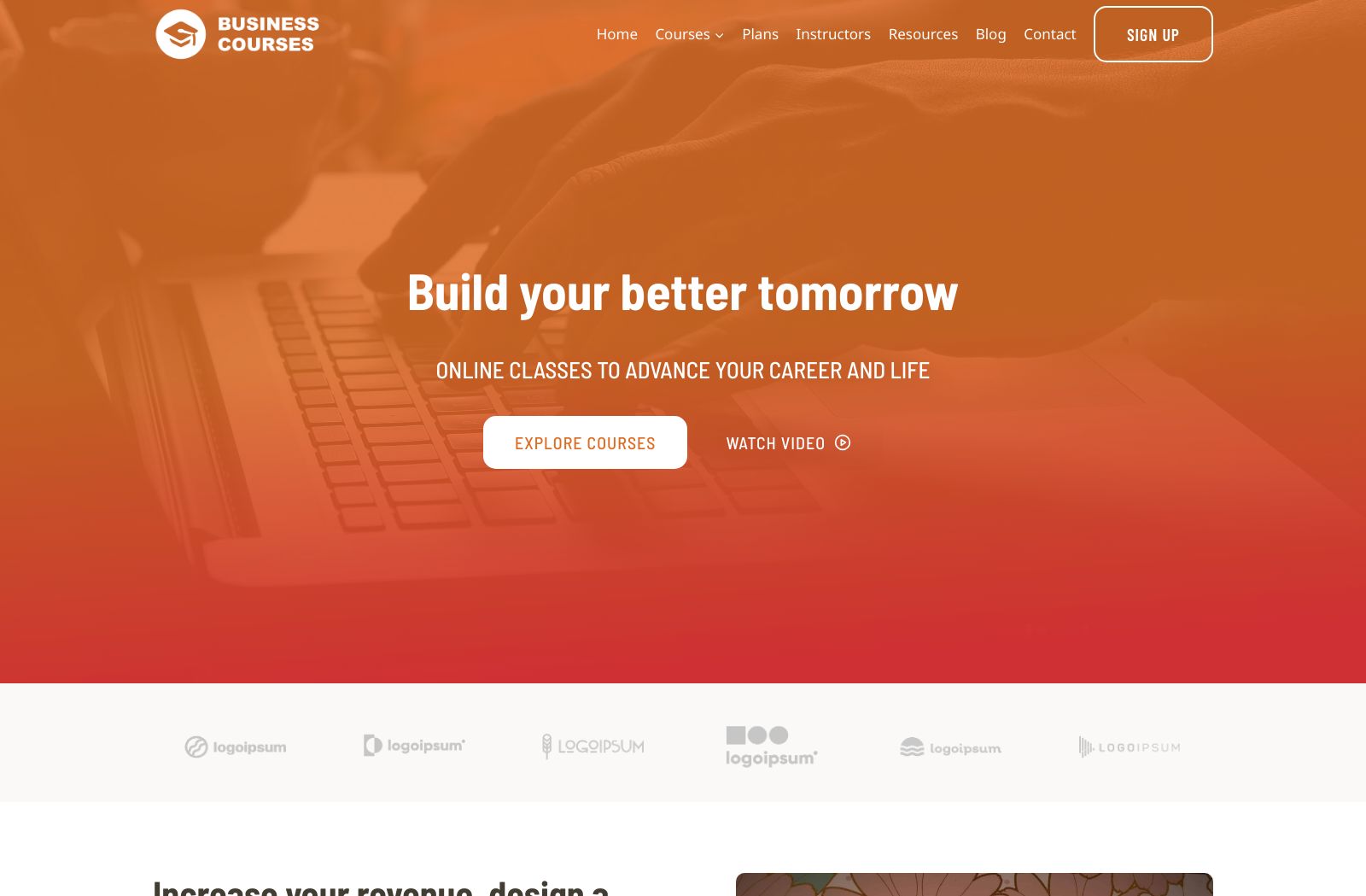 Preview of the Business Courses template