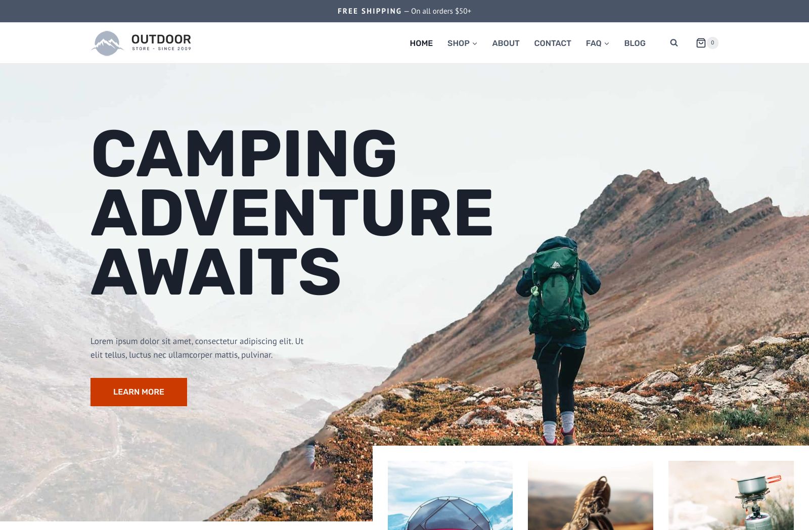 Preview of the Outdoor Shop template