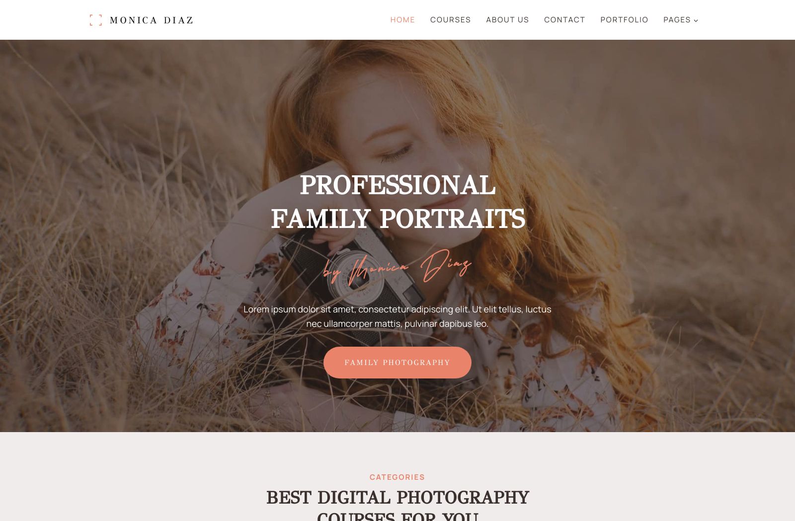 Preview of the Photo Course template