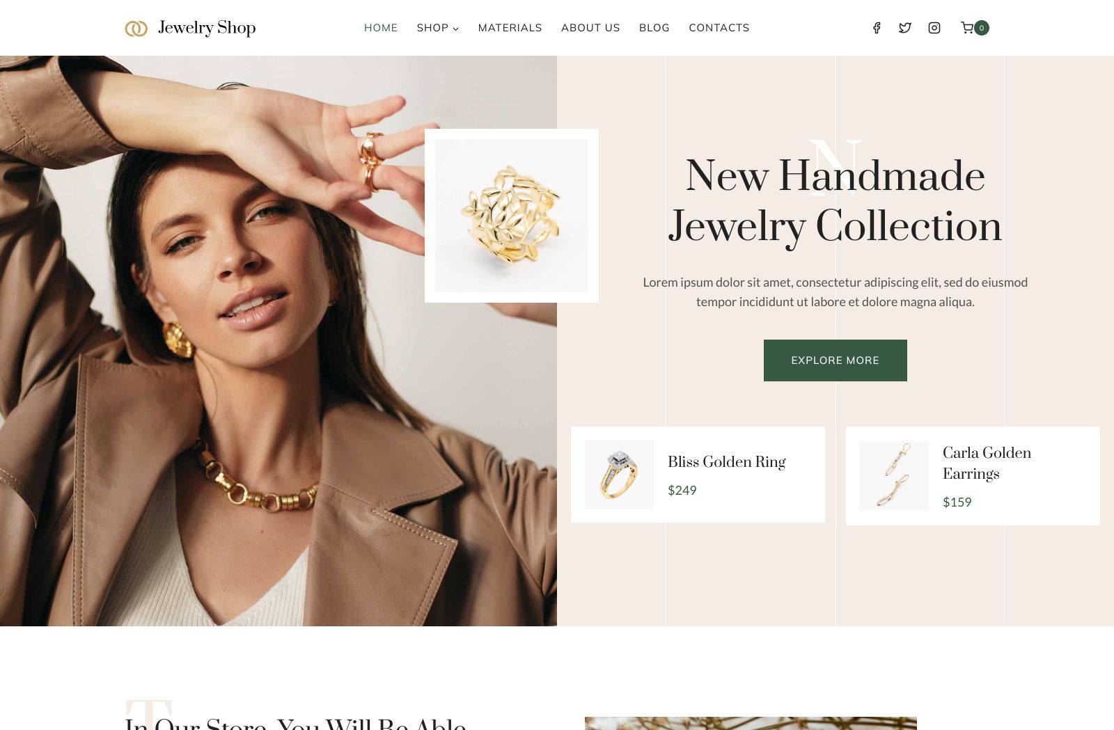 Preview of the Jewelry Shop template
