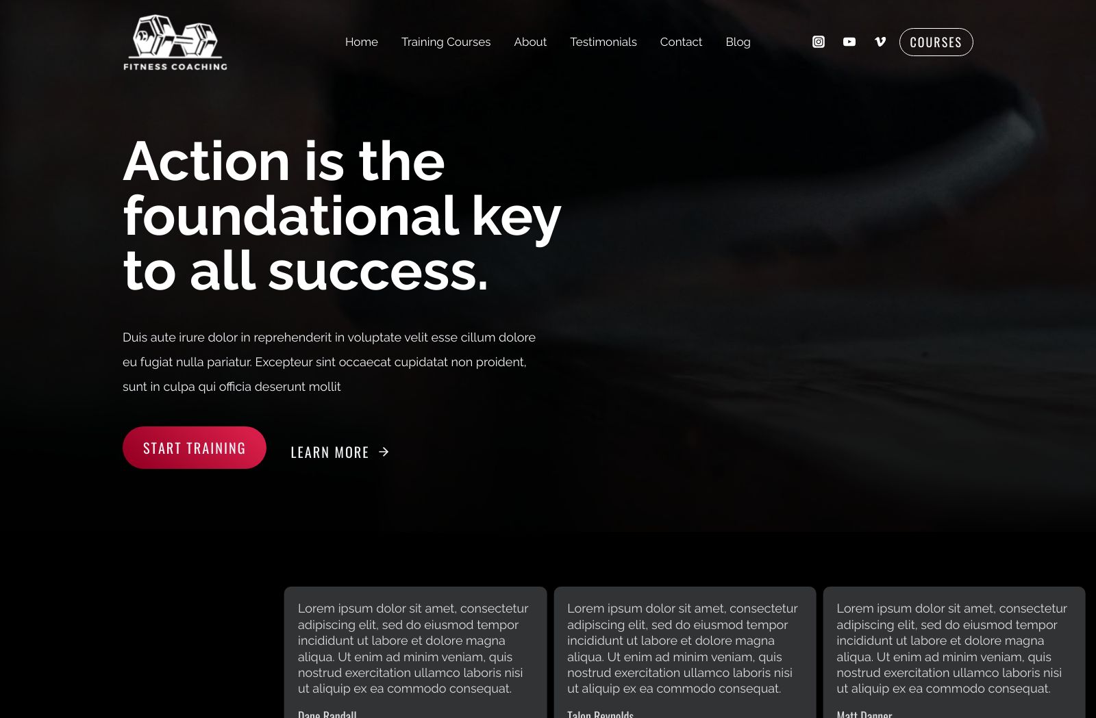 Preview of the Fitness Course template