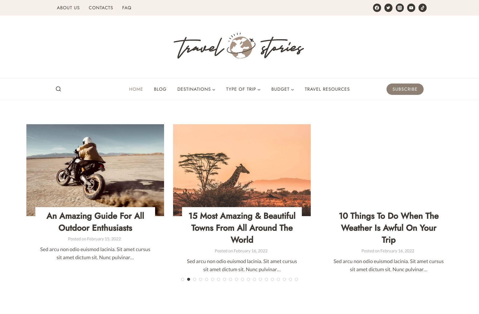Preview of the Travel Blog template