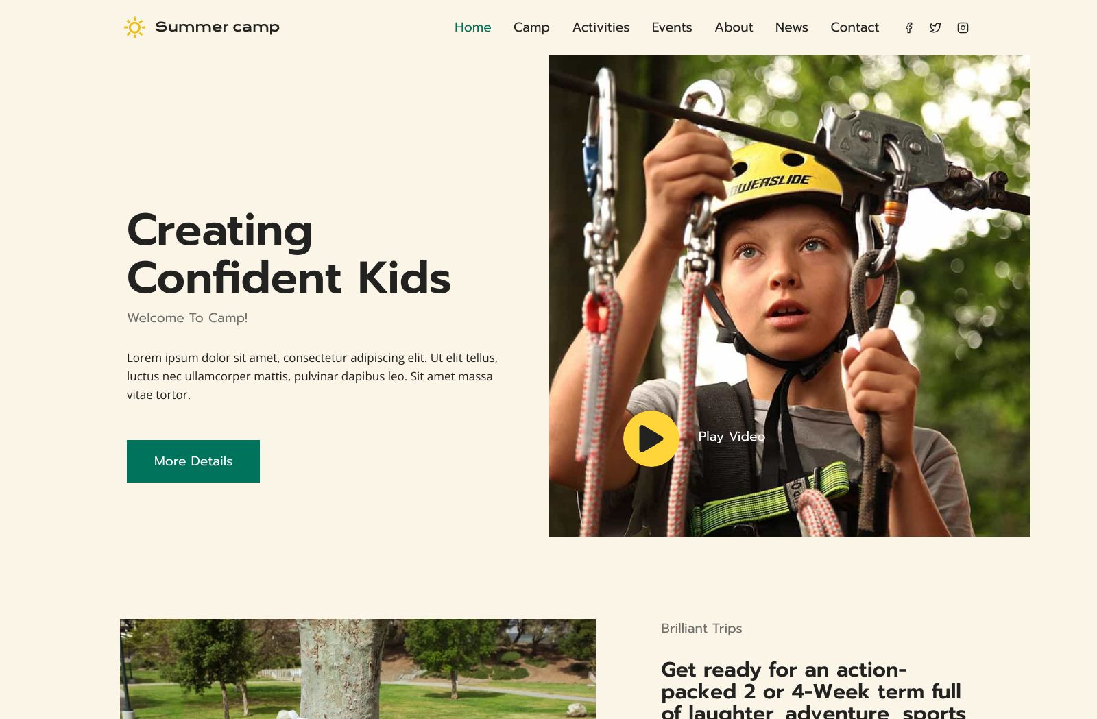 Preview of the Summer Camp template