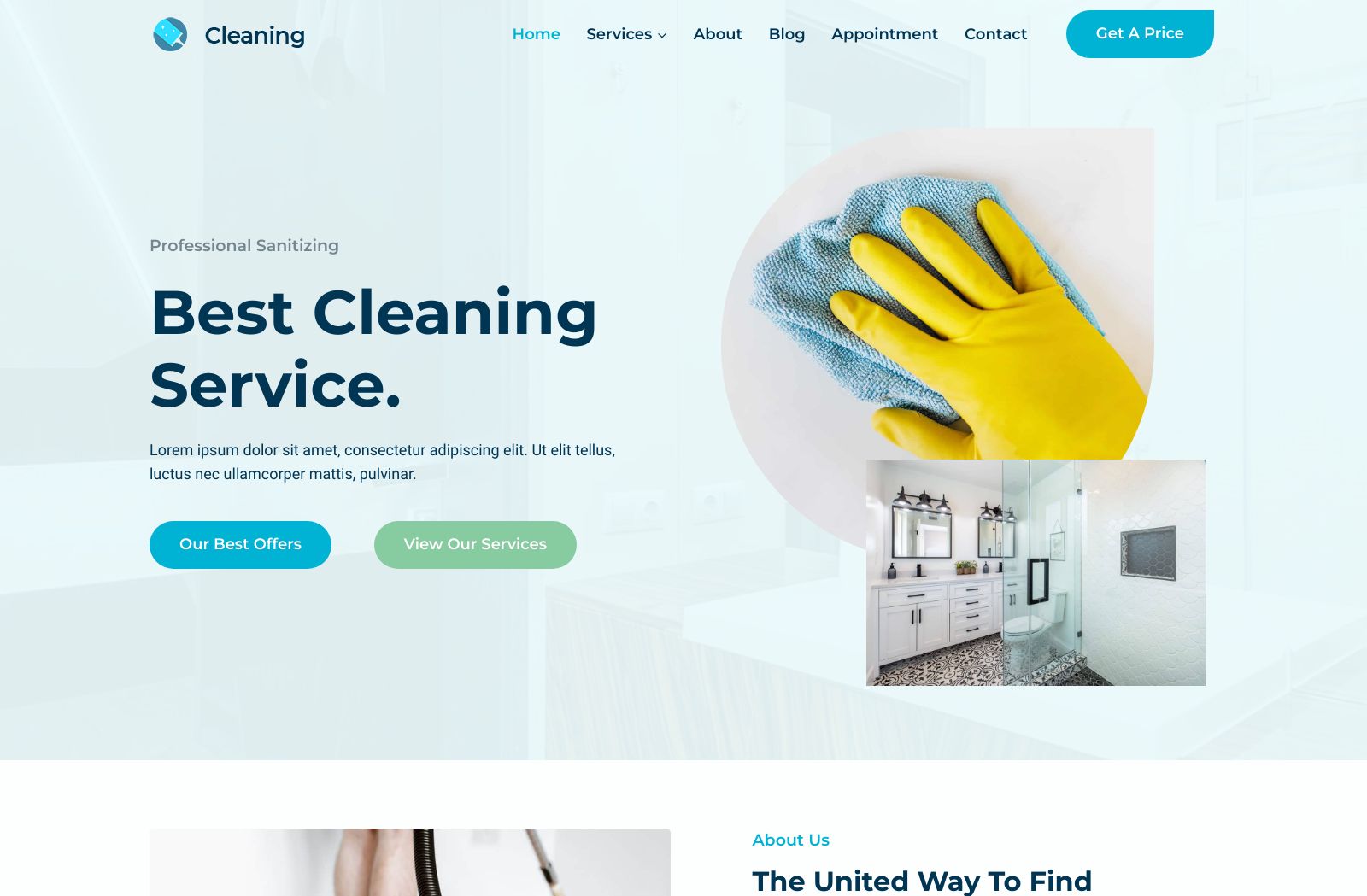 Preview of the Cleaning Service template