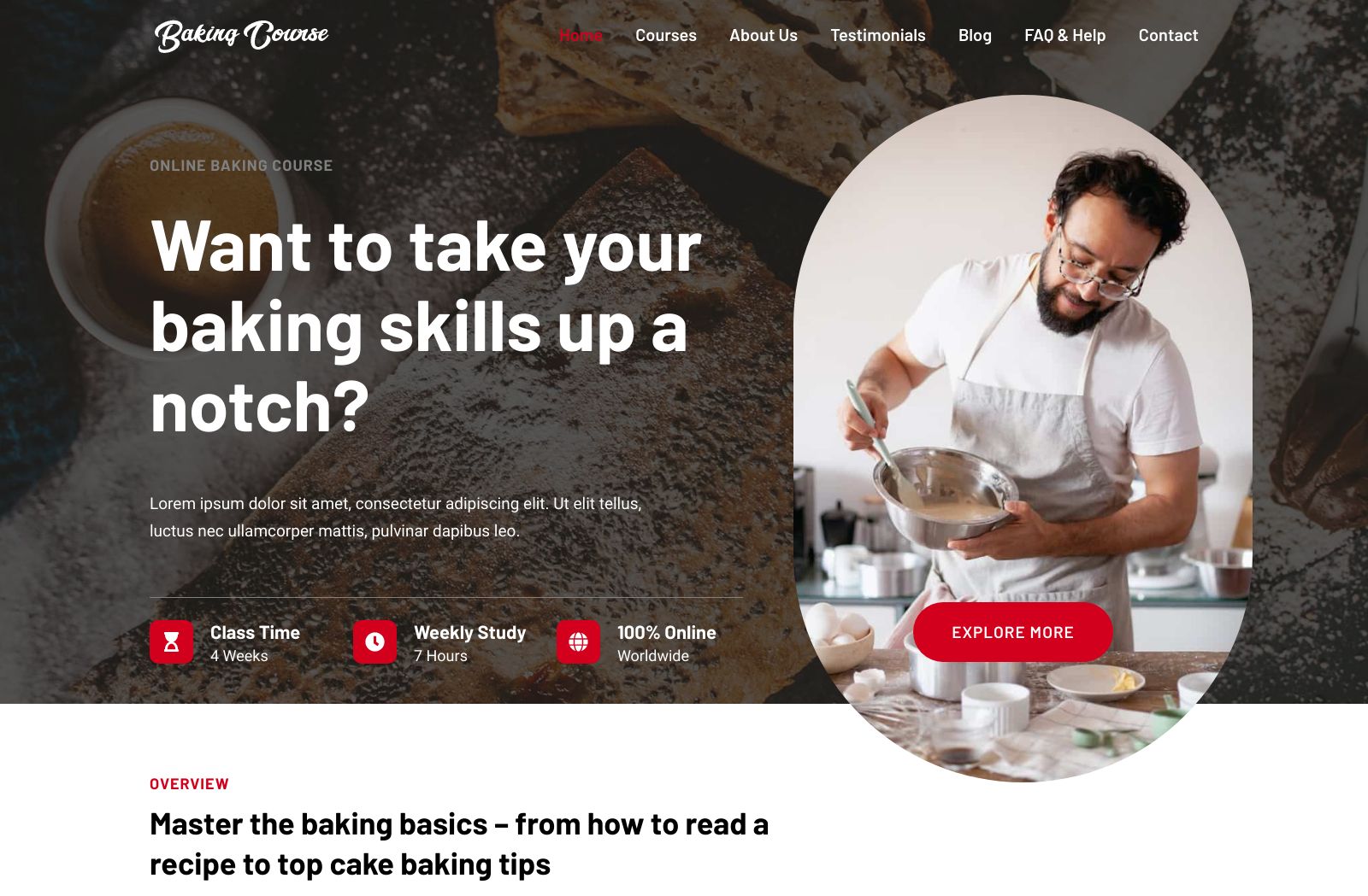 Preview of the Baking Course template
