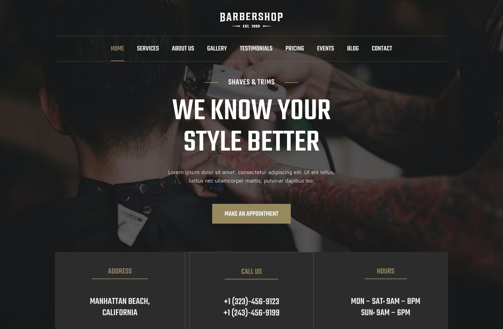 Preview of the Barber Shop template