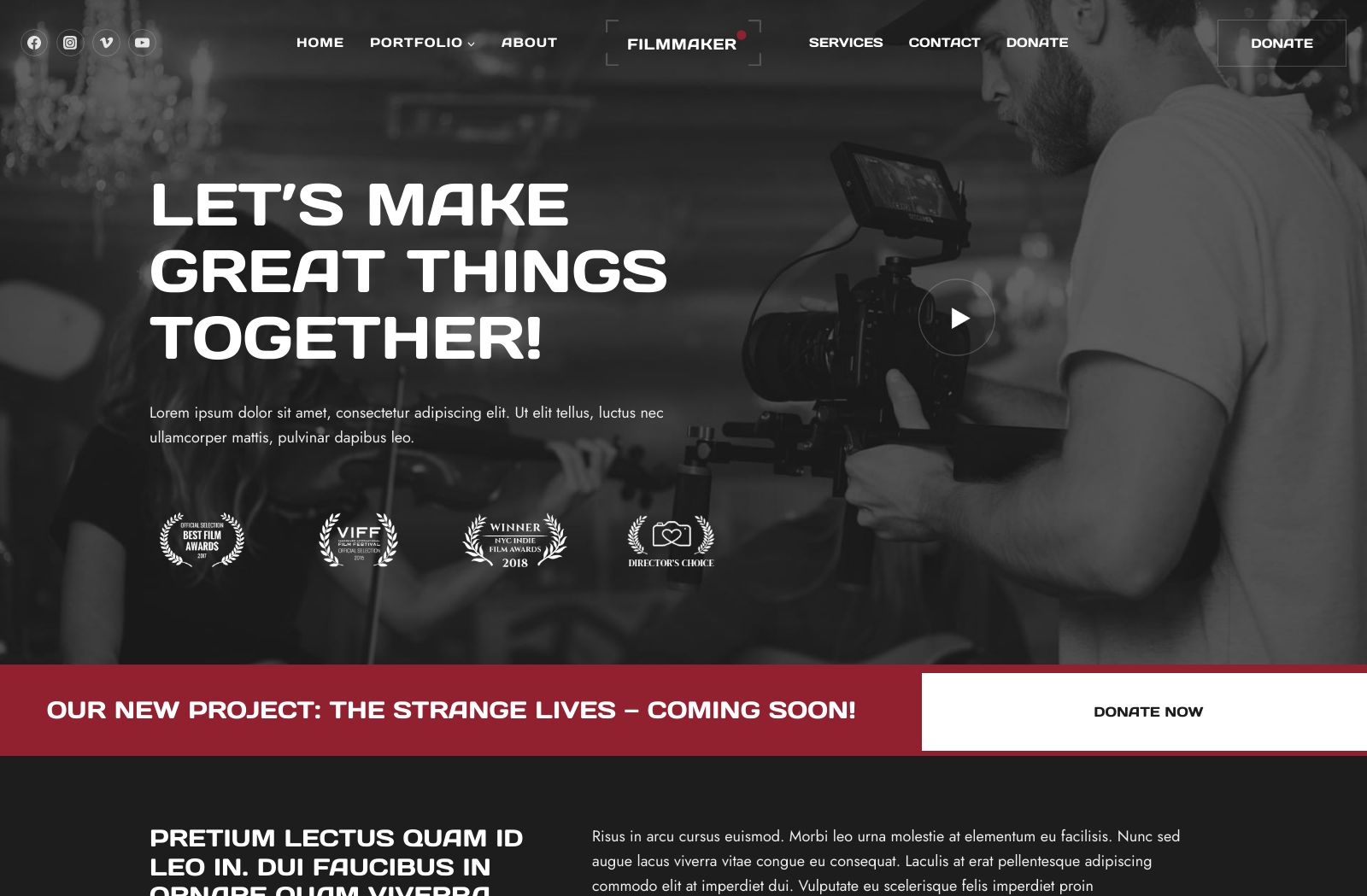 Preview of the Filmmaker template