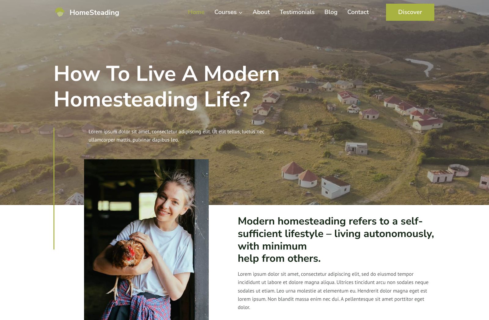 Preview of the Homesteader template
