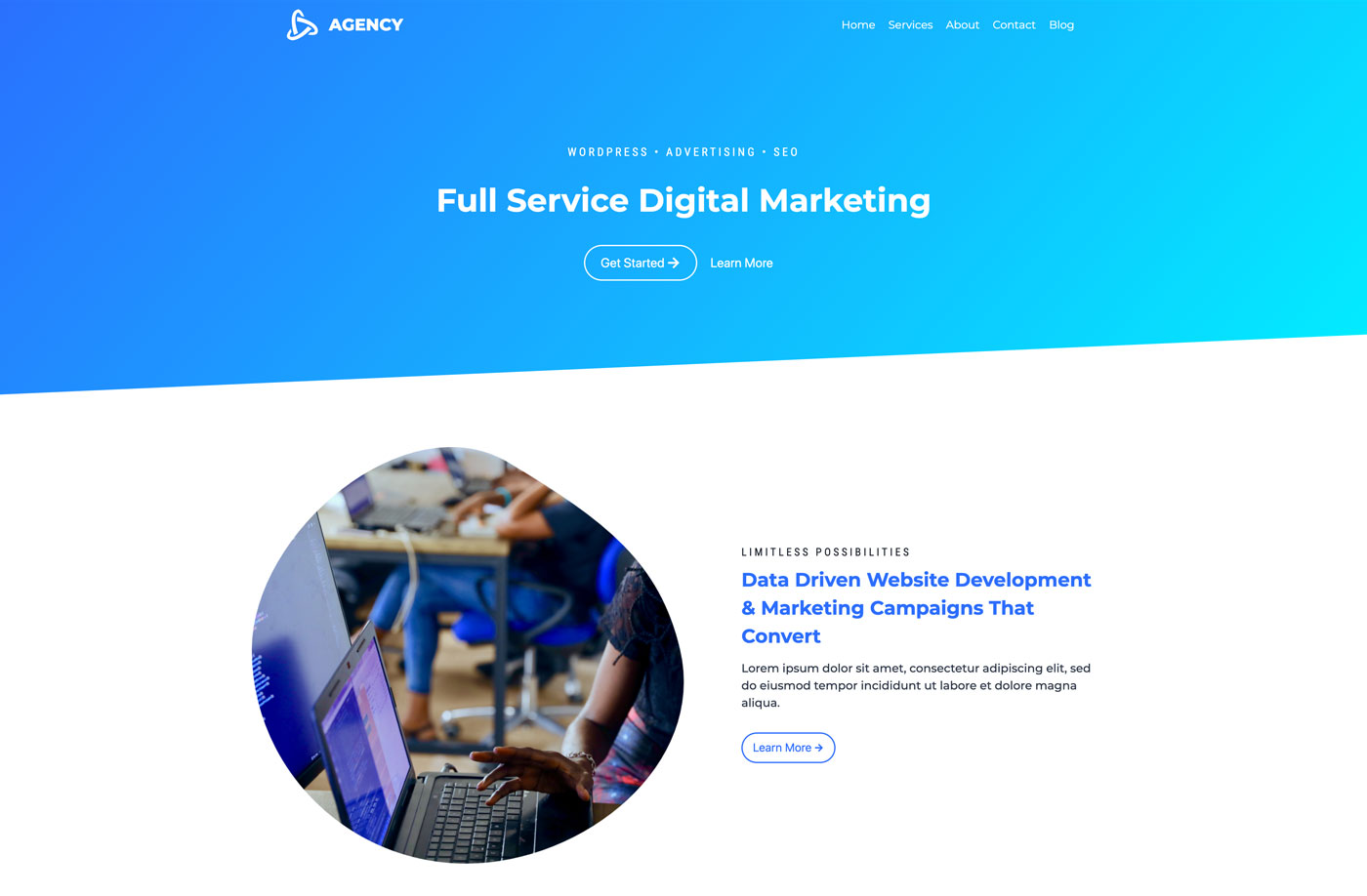 Preview of the Agency template
