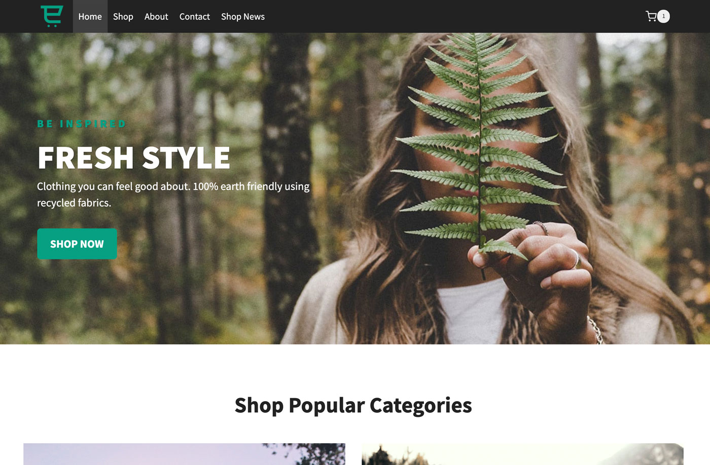 Preview of the Shopping template